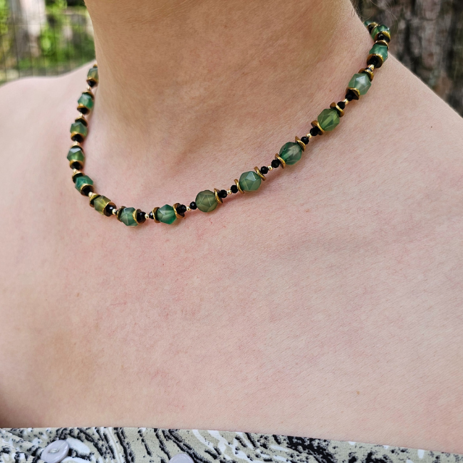 Collar agata verde