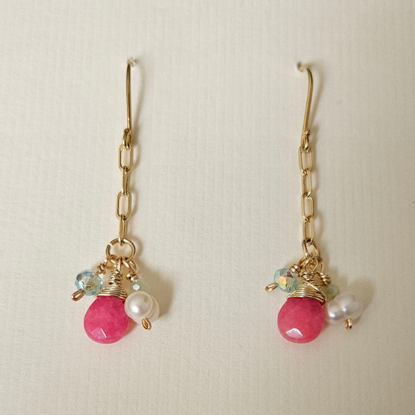 Aretes jade rosa
