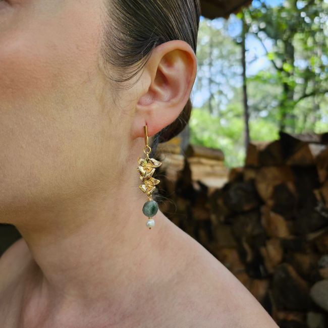 Arete duo floral turmalina