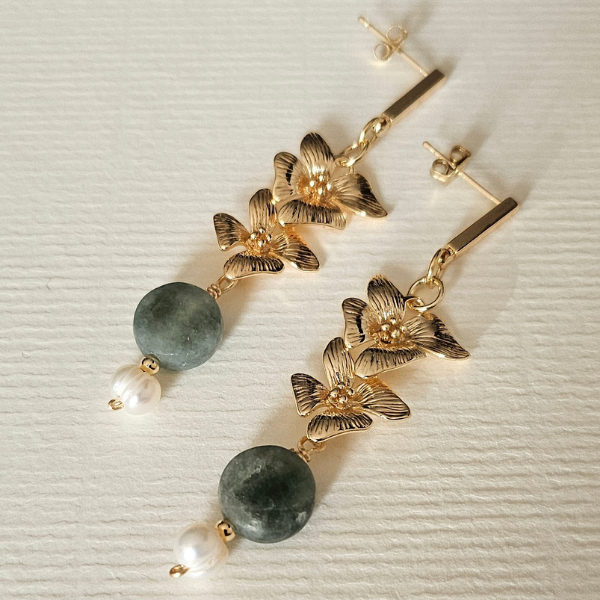 Arete duo floral turmalina