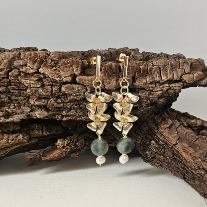 Arete duo floral turmalina