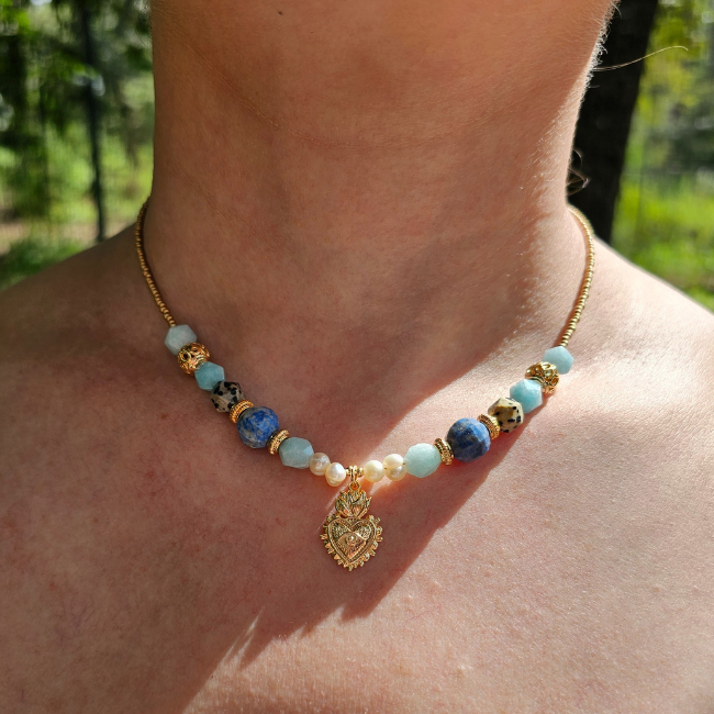 Collar corazón azul