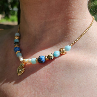 Collar corazón azul