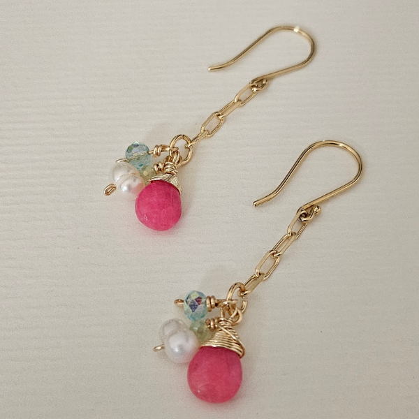 Aretes jade rosa