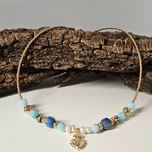 Collar corazón azul